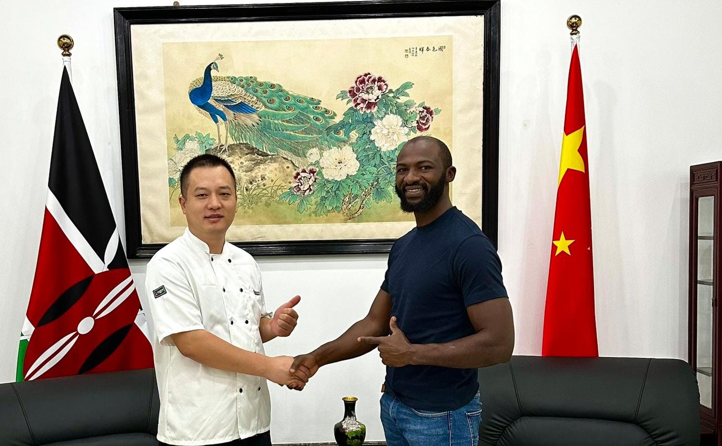 Dennis Omachi with Chinese Chef Lui Longfei.